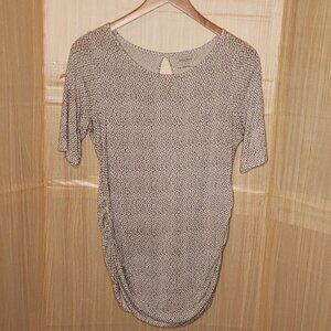 Motherhood Maternity Womens Stretchy Black White Short Sleeve Tunic Top Large